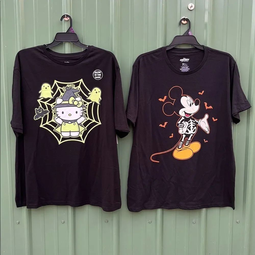 Men's Halloween Hello Kitty & Mickey Graphic T-Shirt 2-Pack Size 2XL